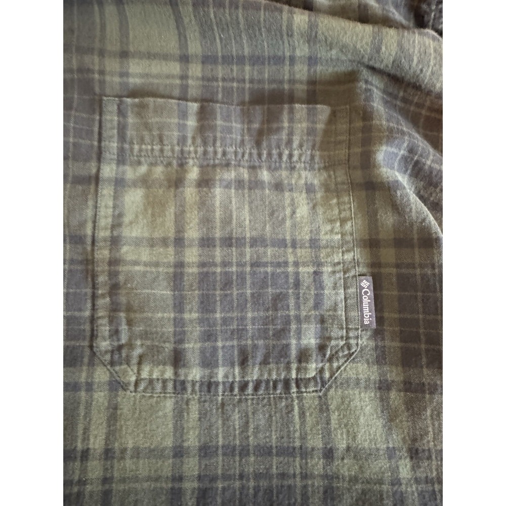 Columbia Button Down Shirt Men's 4X Green Plaid Long Sleeve Outdoor Cotton Shirt - Picture 5 of 9